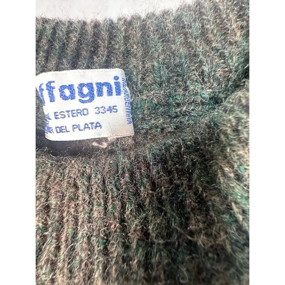 Buffagni Crewneck Striped Knit Sweater Size Small Vintage Earthy Green